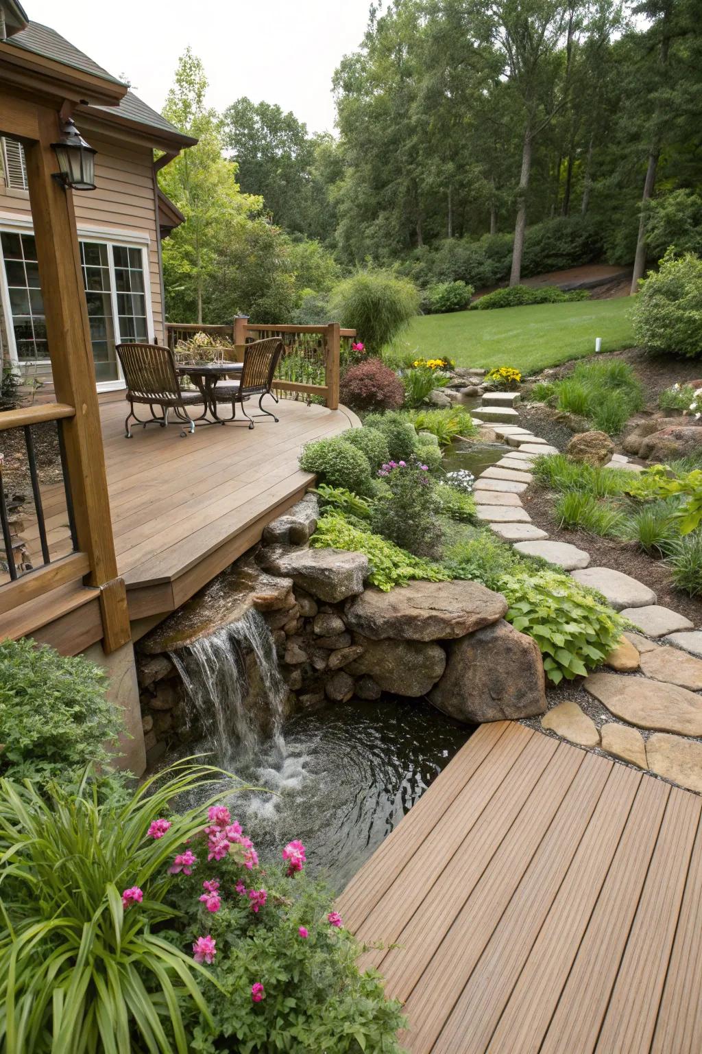 Enjoy the soothing sounds of a waterfall without the pond.