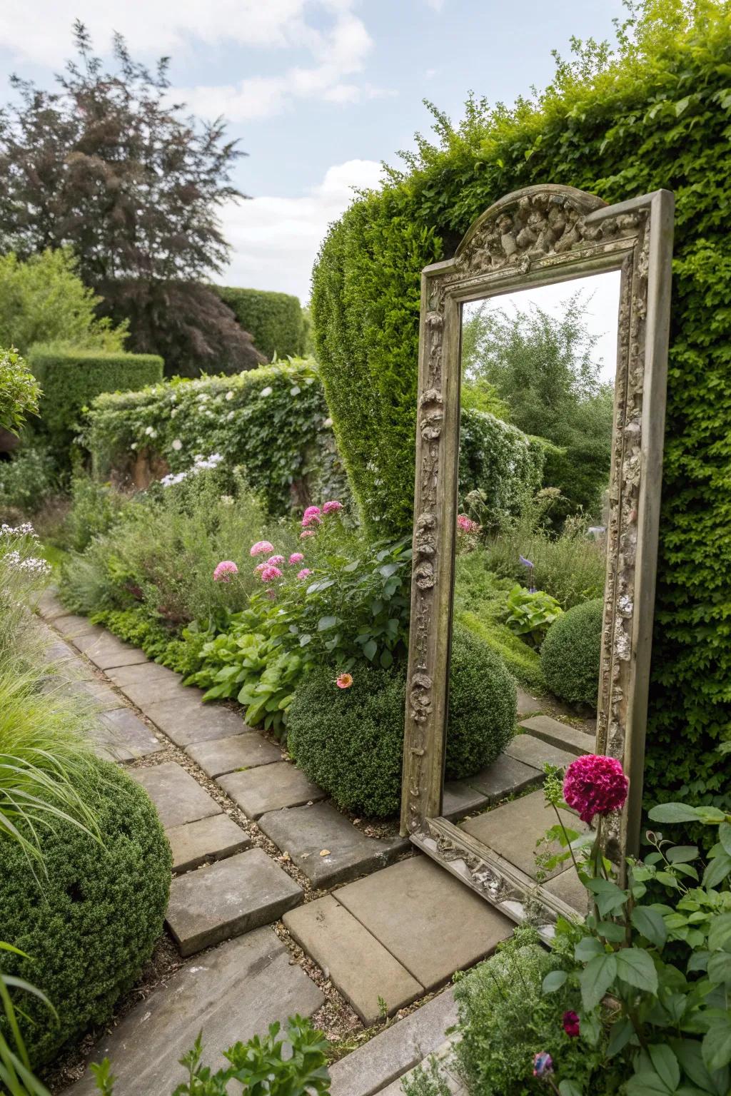 Mirrors create the illusion of more space in gardens.
