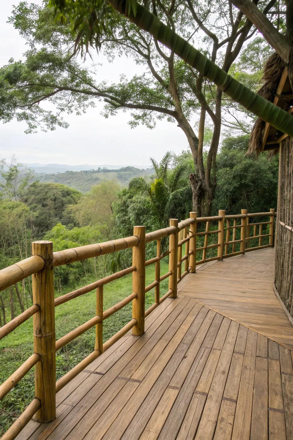 Bamboo railings offer a sustainable and natural aesthetic.