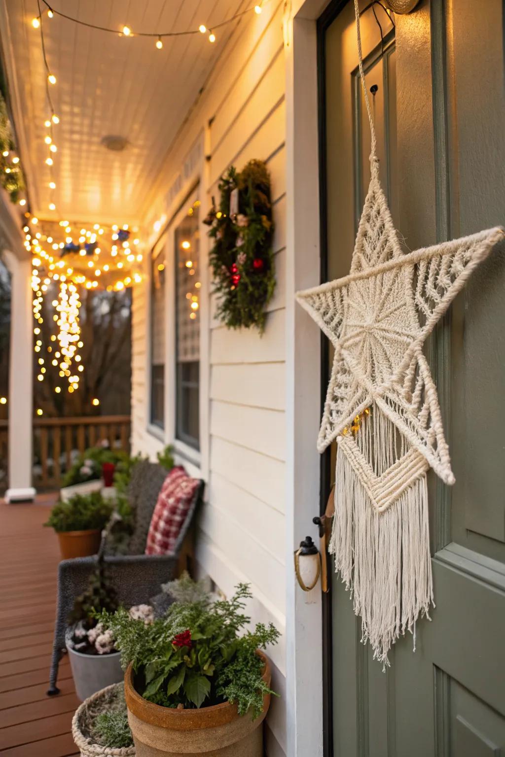 Bohemian chic with a macrame star accent.