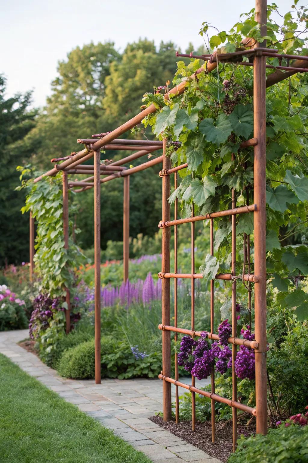 Add a luxe vibe with a DIY copper pipe trellis.