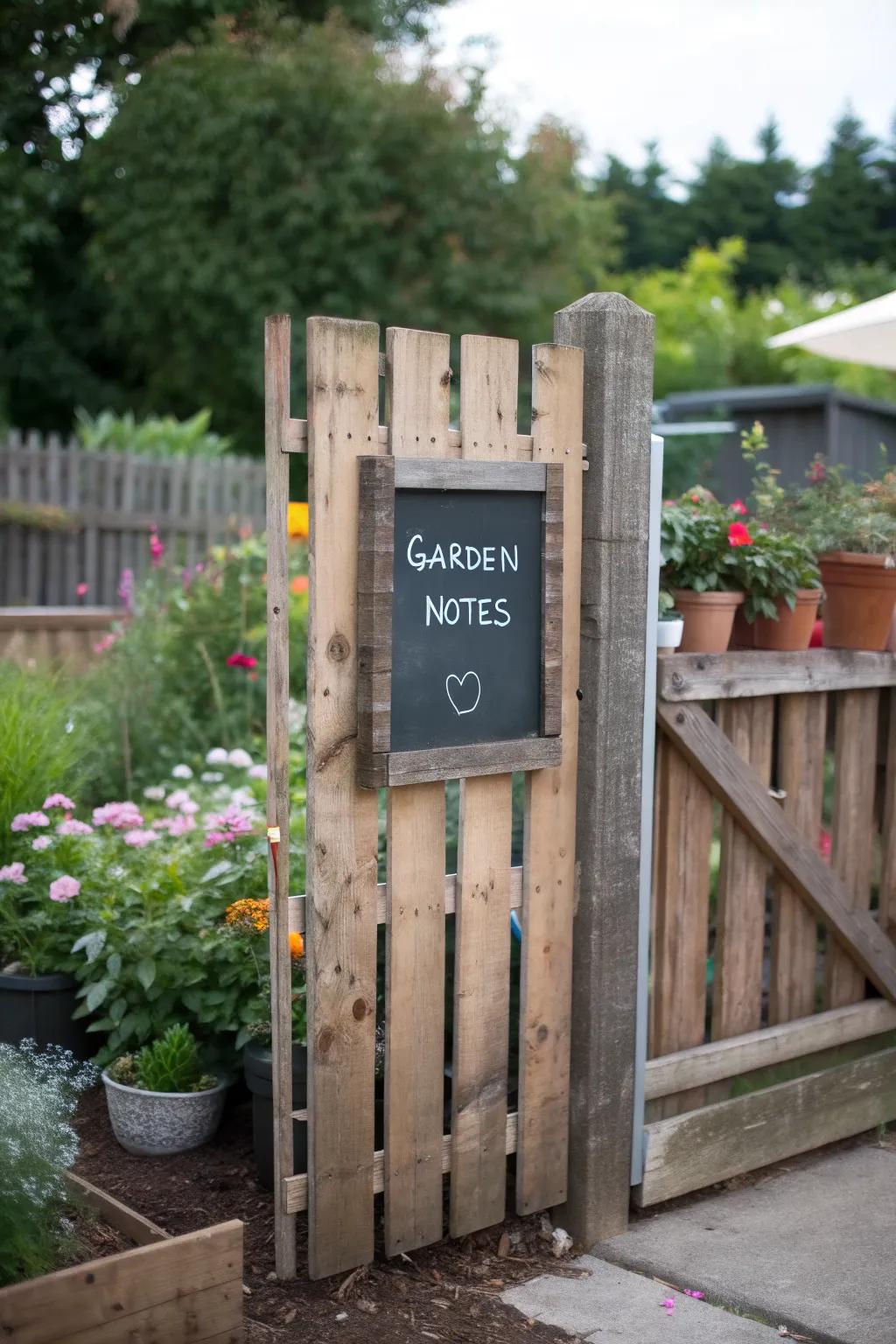 Interact with your space using a pallet fence chalkboard.