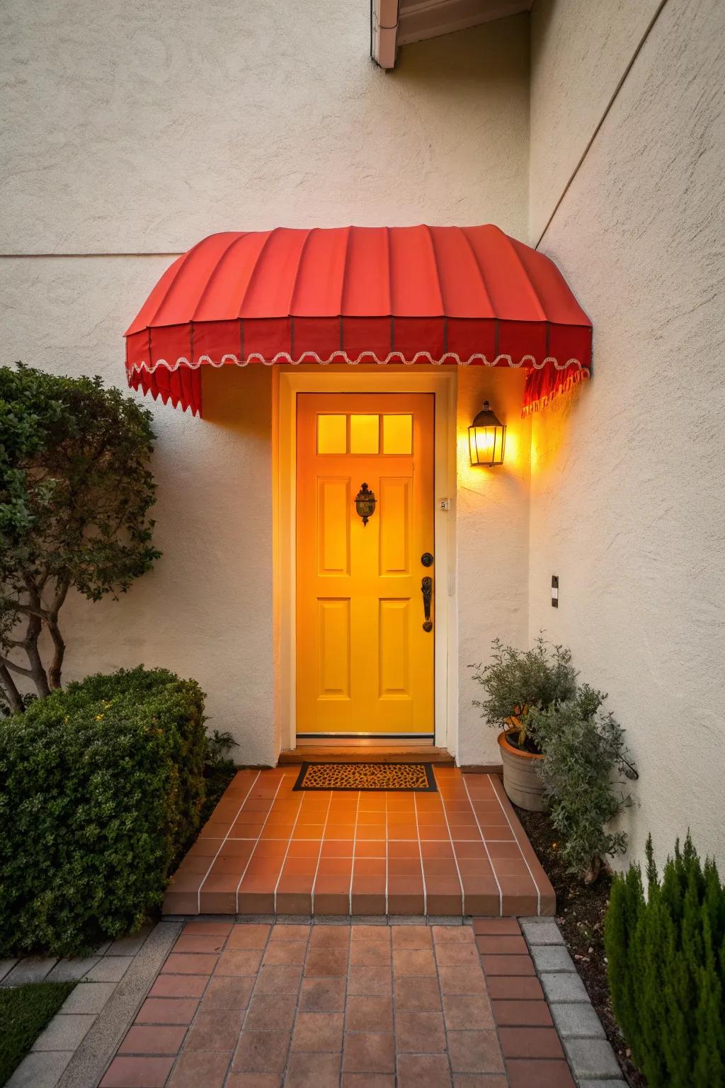 Contrasting colors make this awning stand out beautifully.
