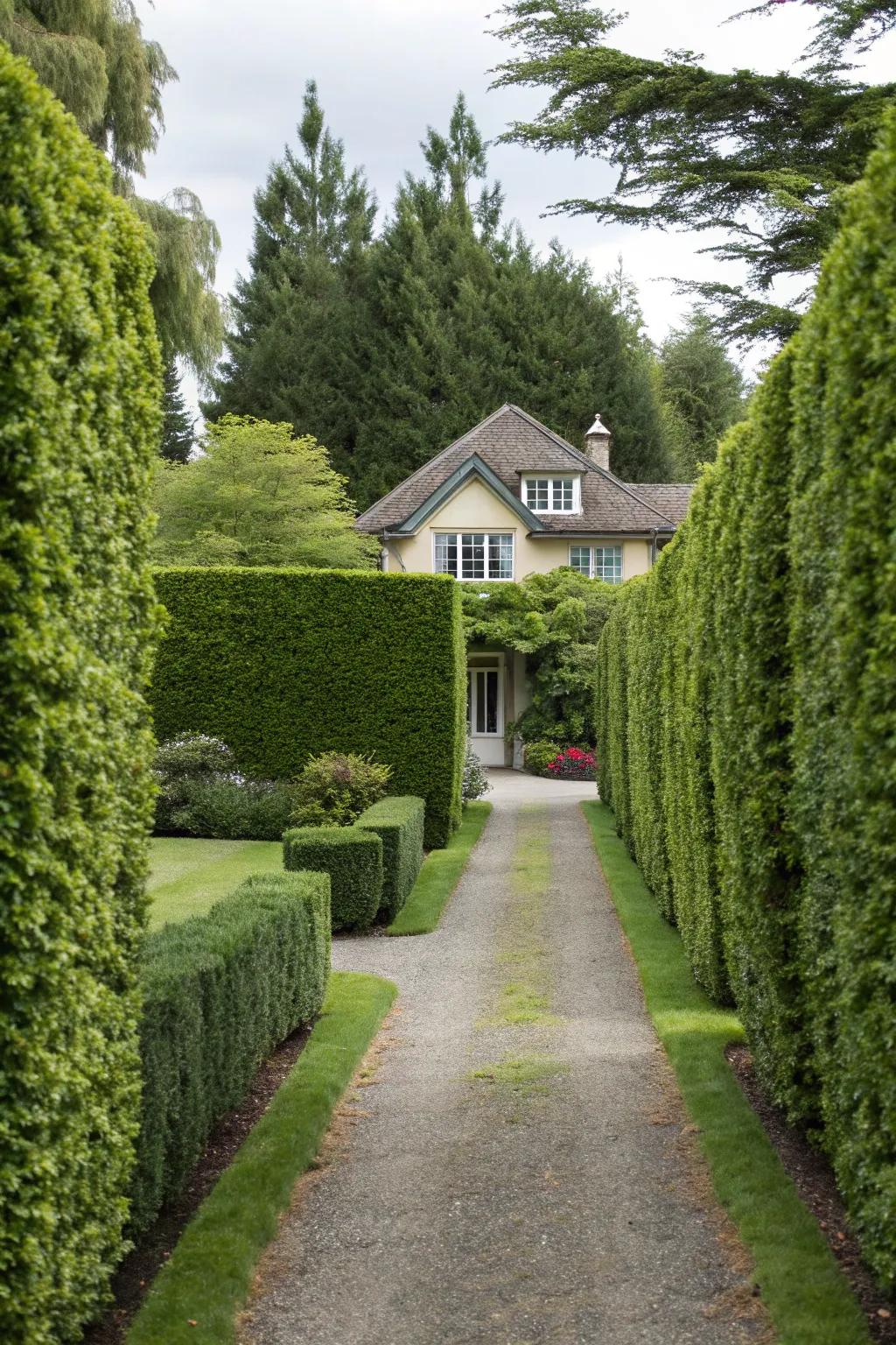Hedge borders offer both beauty and privacy.
