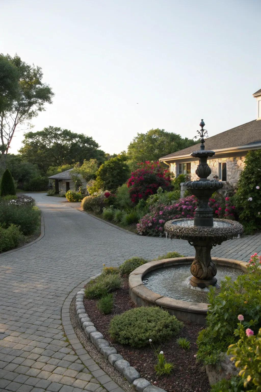 Water features provide a soothing and tranquil entrance.