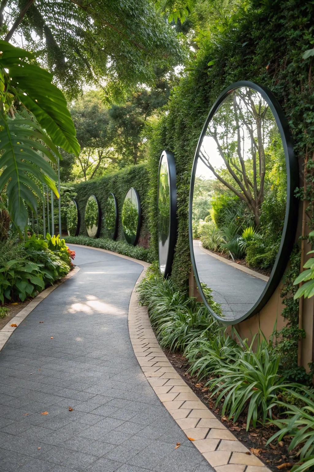 Create the illusion of space with reflective surfaces in your driveway.