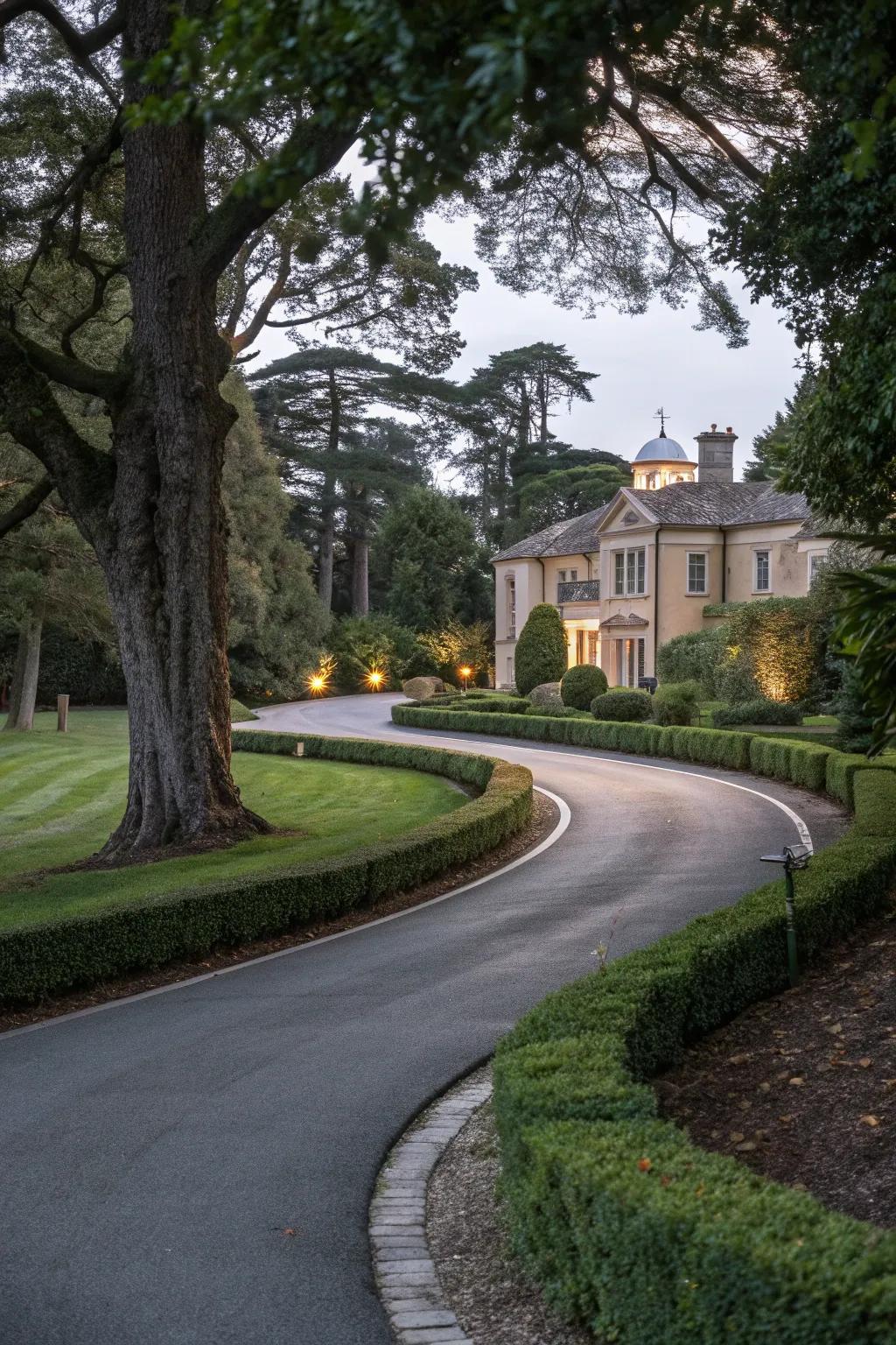 Curved driveways offer drama and sophistication to any property.