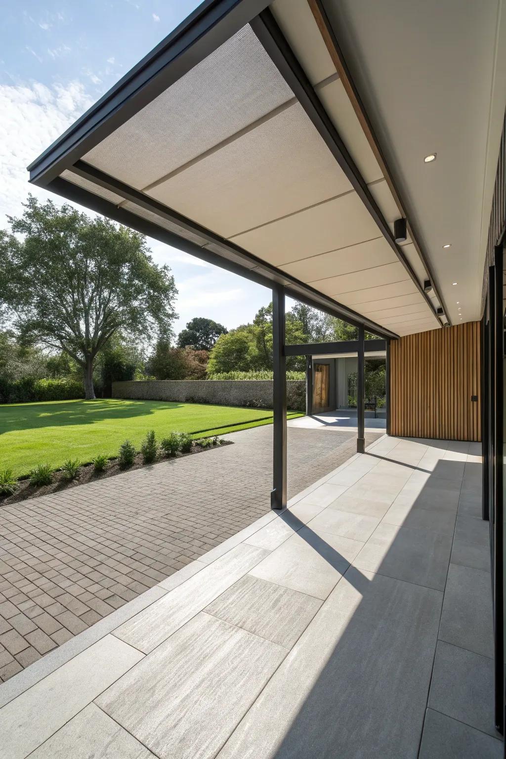 Dynamic shade control with sliding panels.