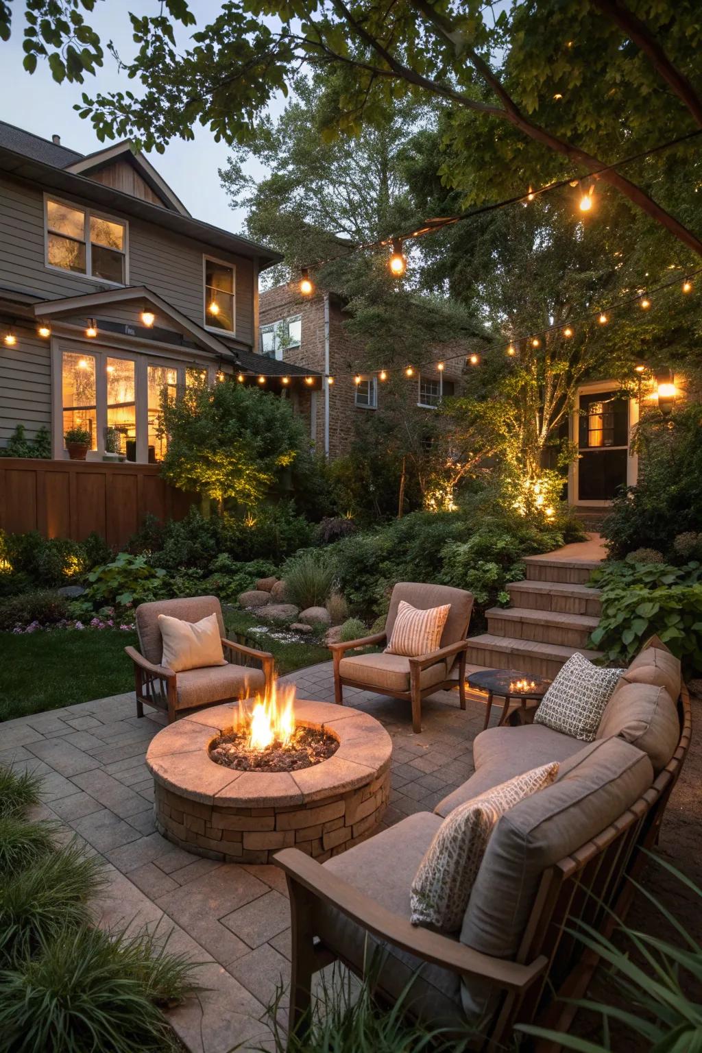 Fire pit areas are ideal for social gatherings.
