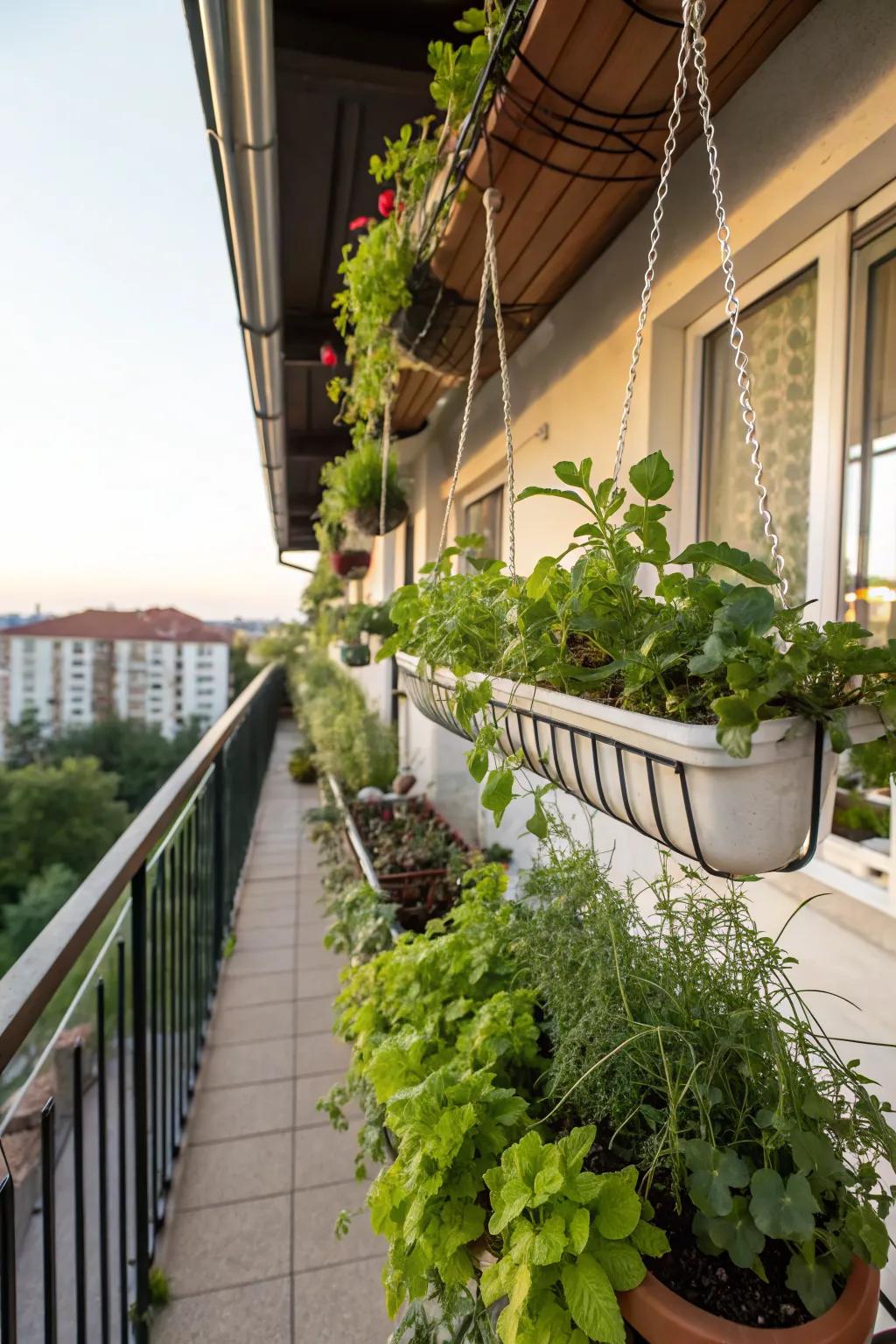 Gutter gardens make efficient use of vertical space.