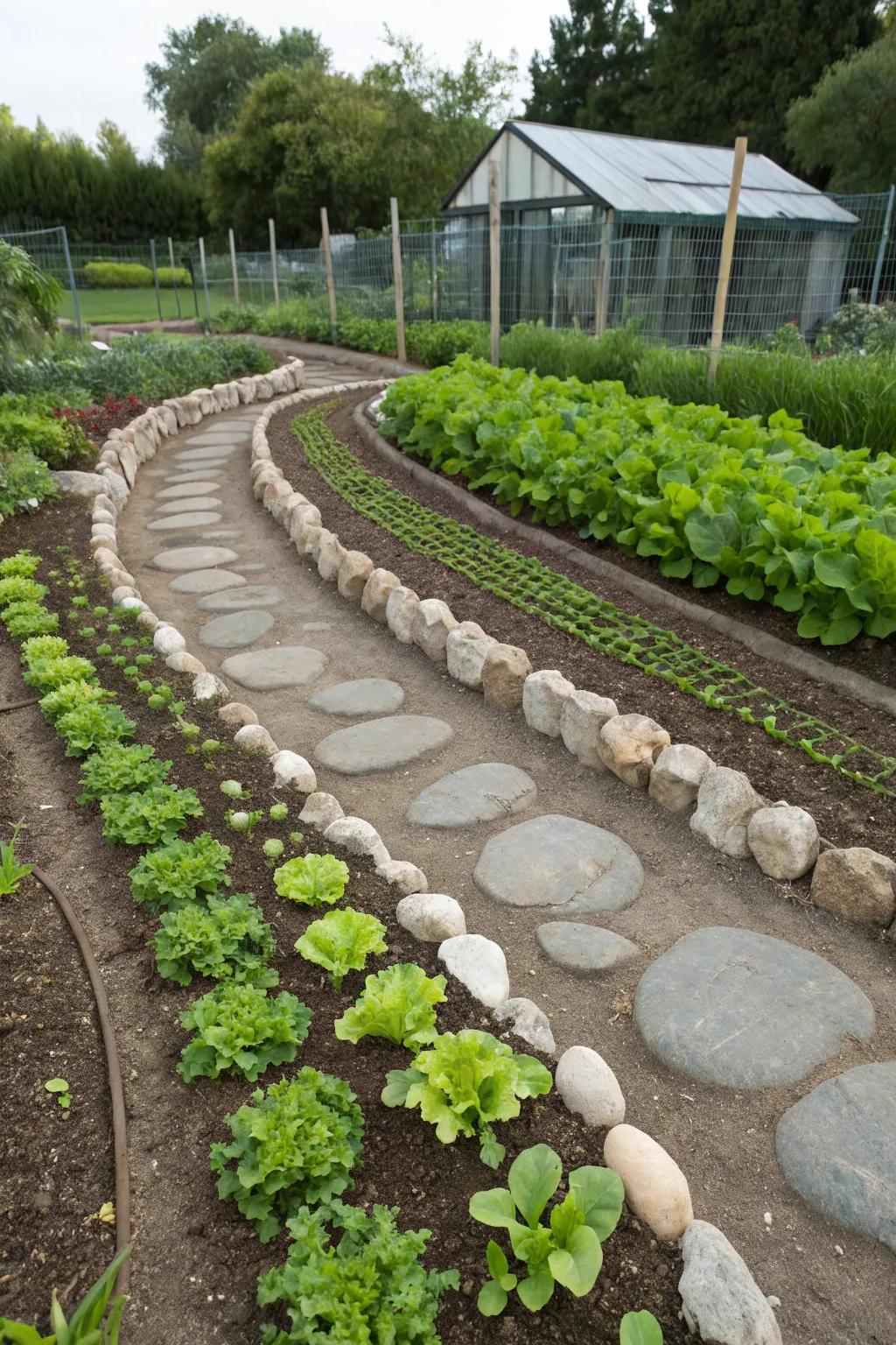 Egg rocks keep your vegetable garden neat and tidy.