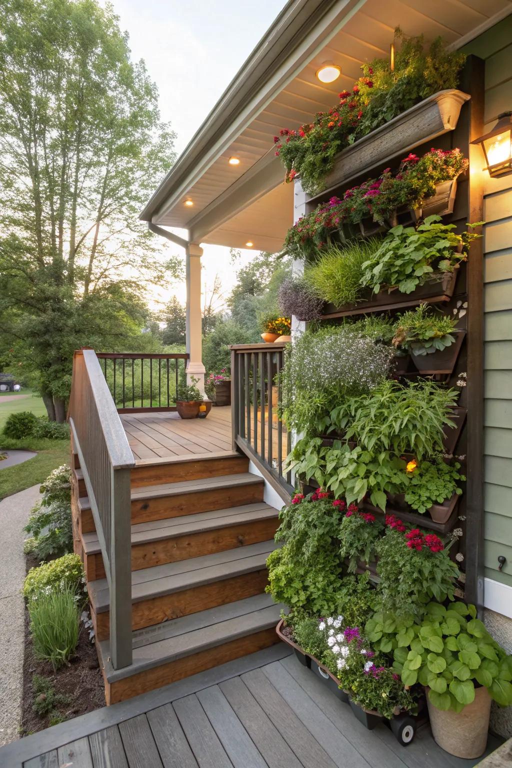 Vertical gardens offer a space-saving way to enjoy greenery.