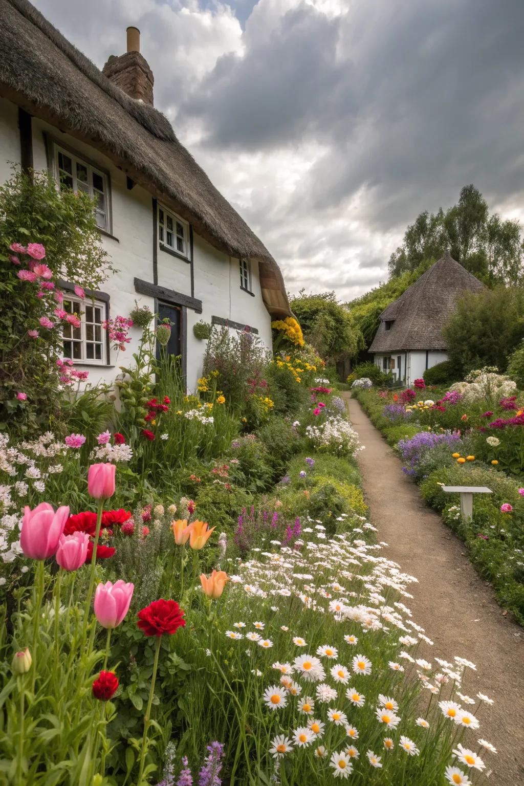 Seasonal blooms ensure the garden is always full of life and color.