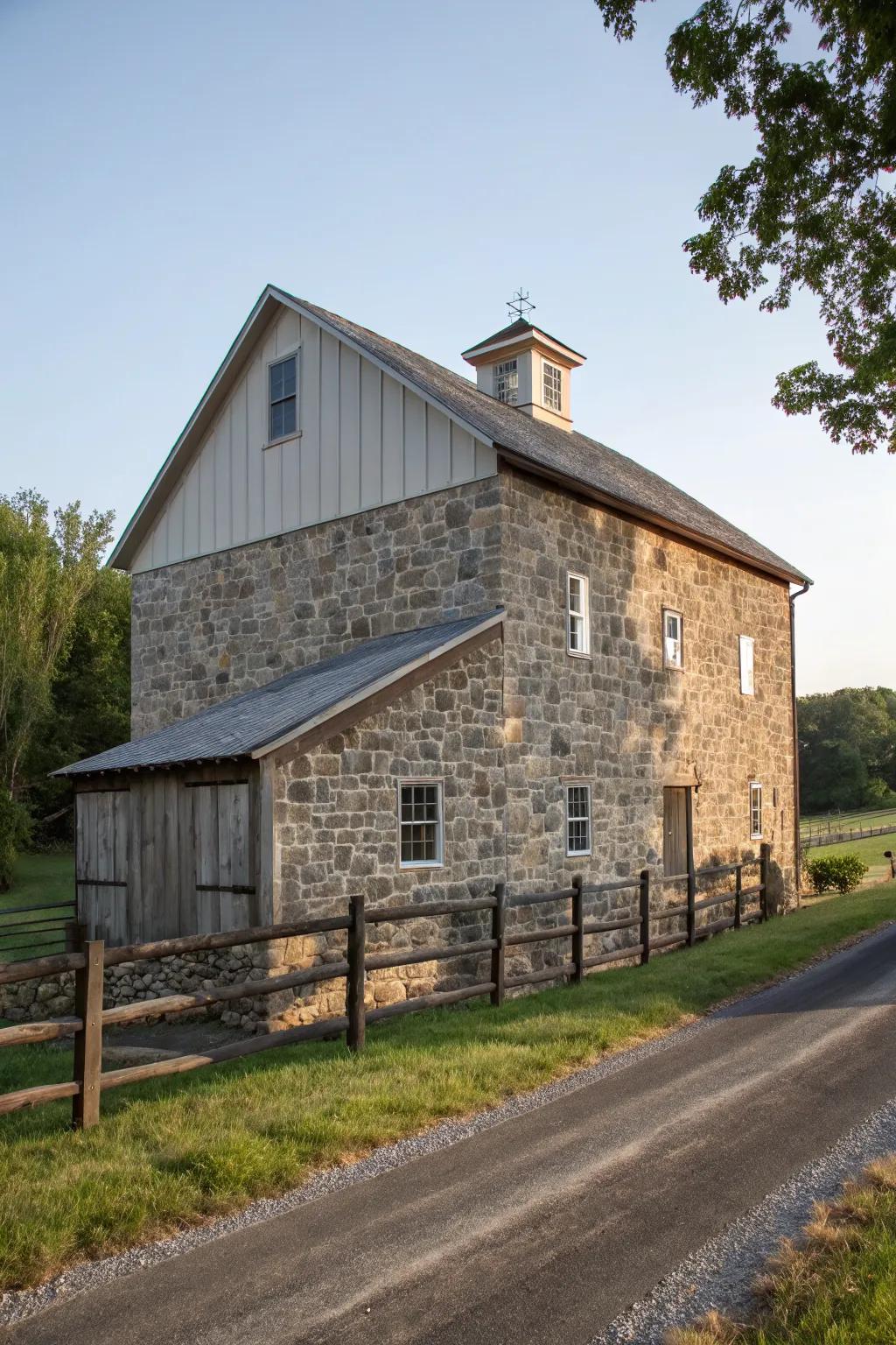 Sophisticated elegance with stone veneer.
