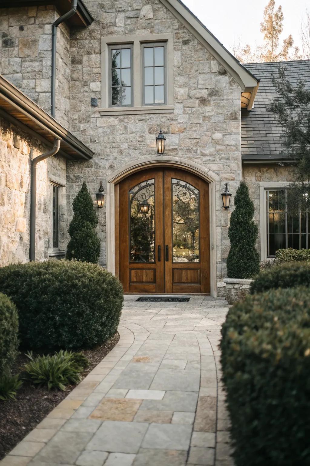 Stone facades add elegance and a timeless quality to your entryway.