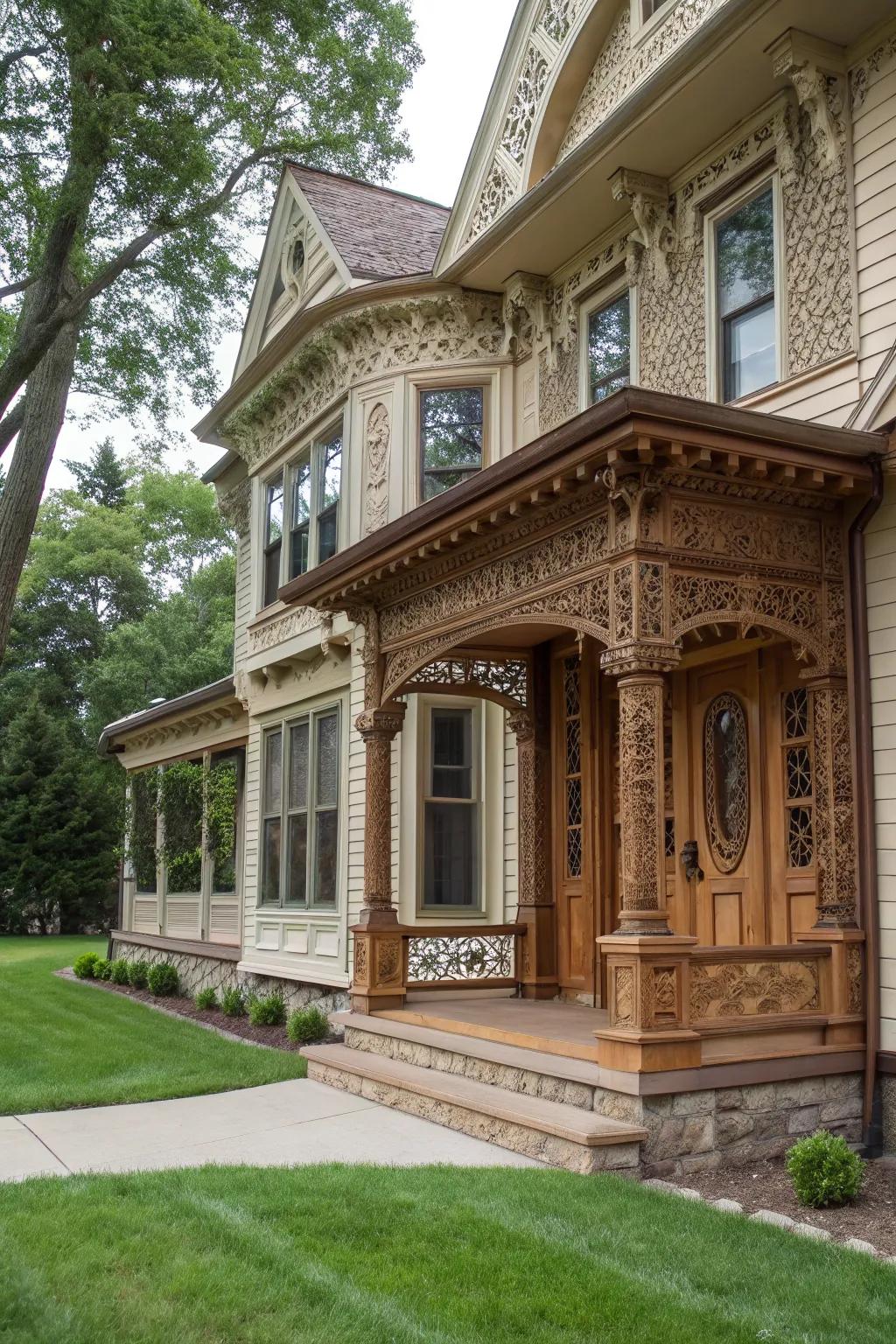 Custom carved trim reflects personality and uniqueness.