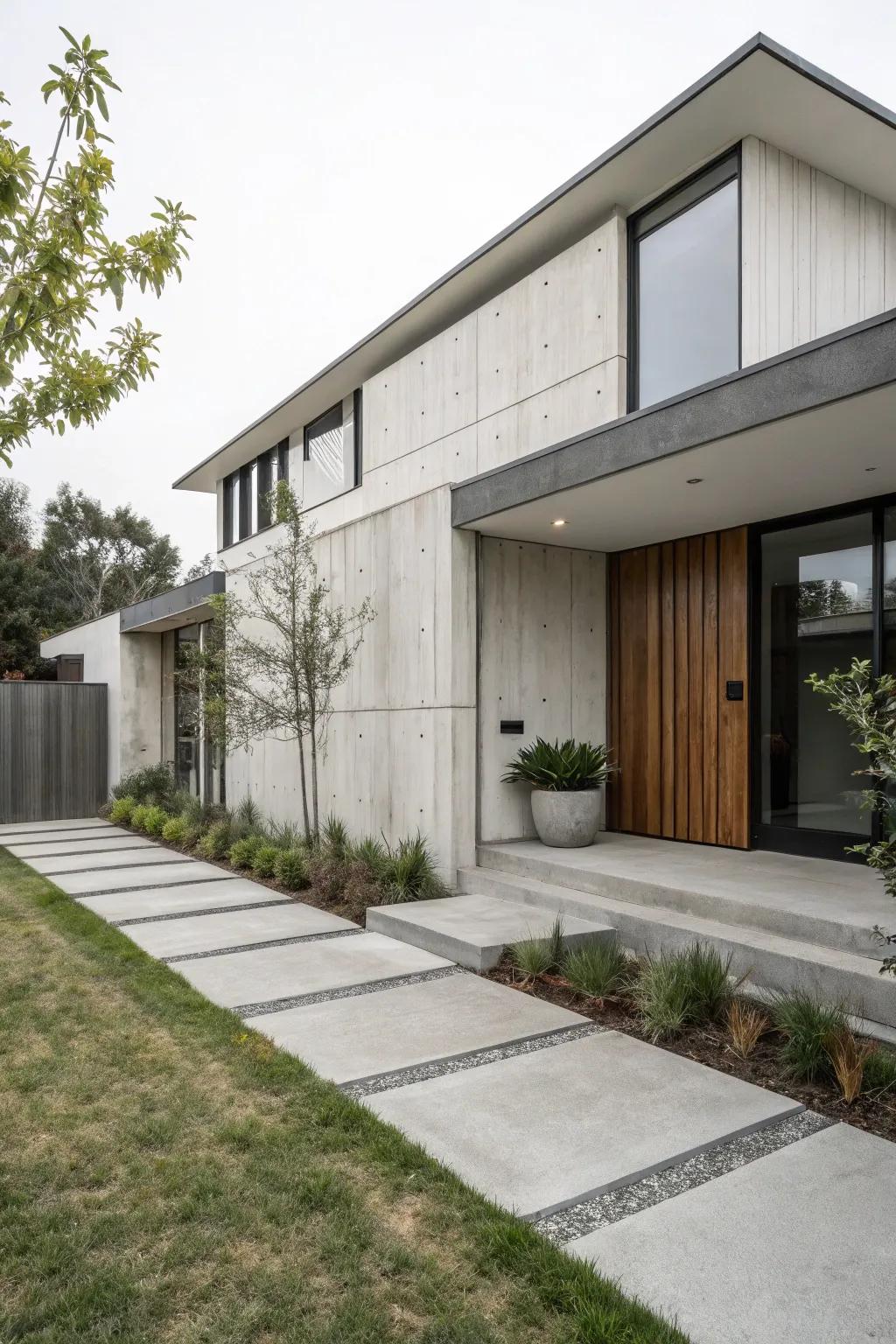 Concrete wainscoting offers a sleek and minimalist appeal.
