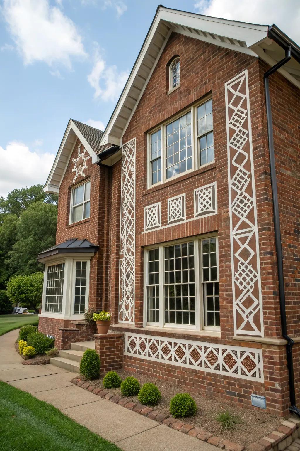 Geometric trims add a modern twist to windows.