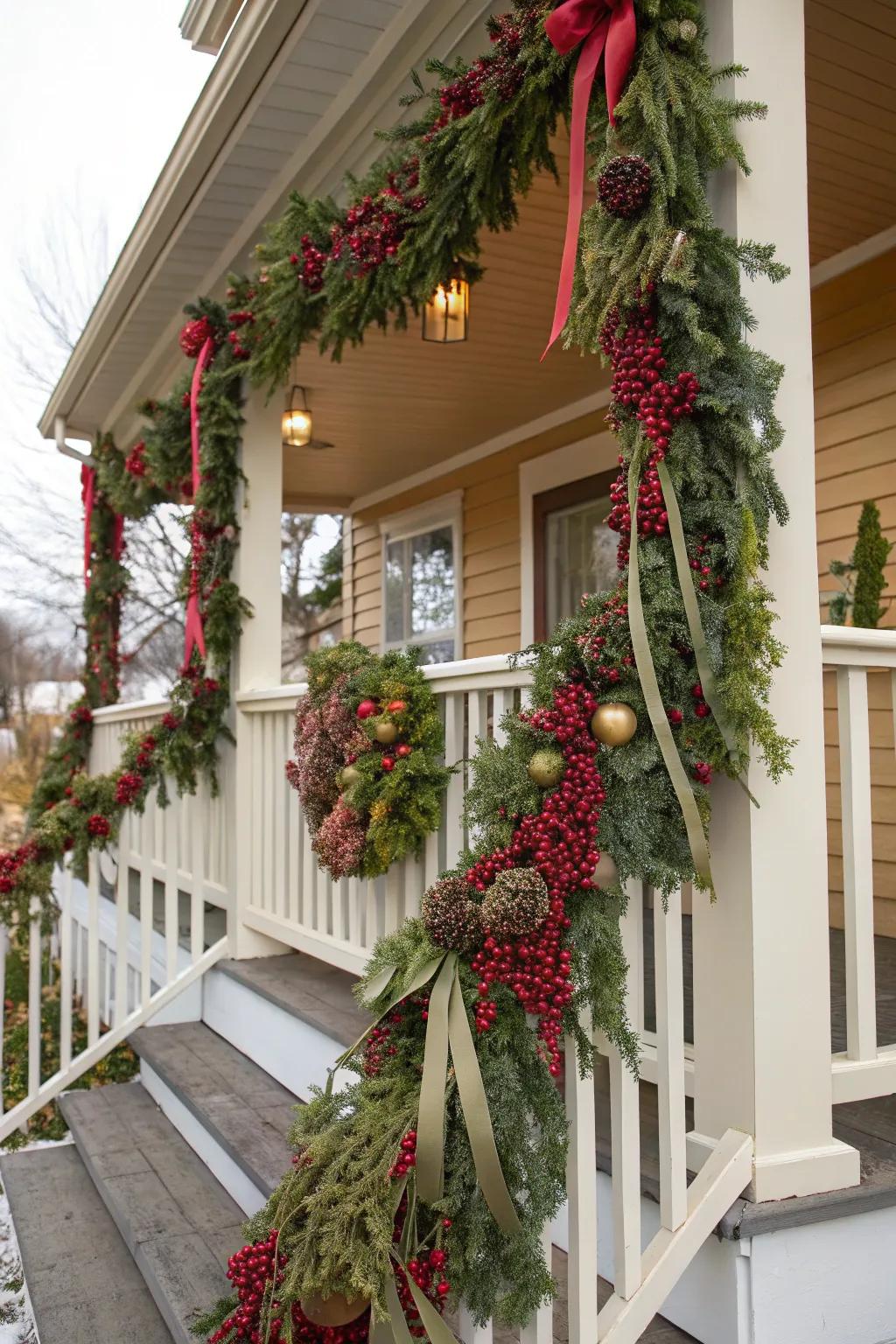 Oversized garland adds a lush and festive elegance.