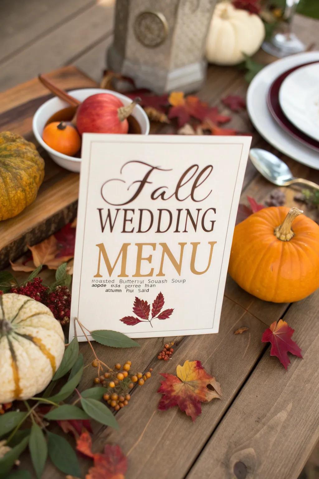 A seasonal menu delights guests with fall flavors.