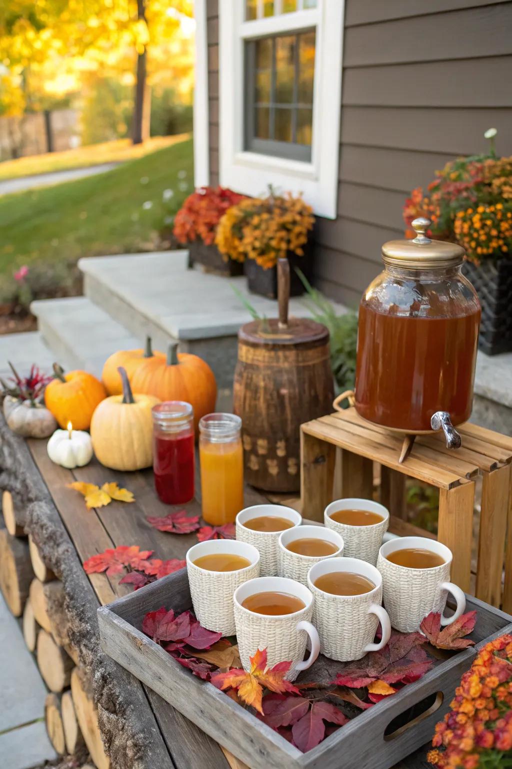 A hot drink station keeps guests warm and adds festivity.