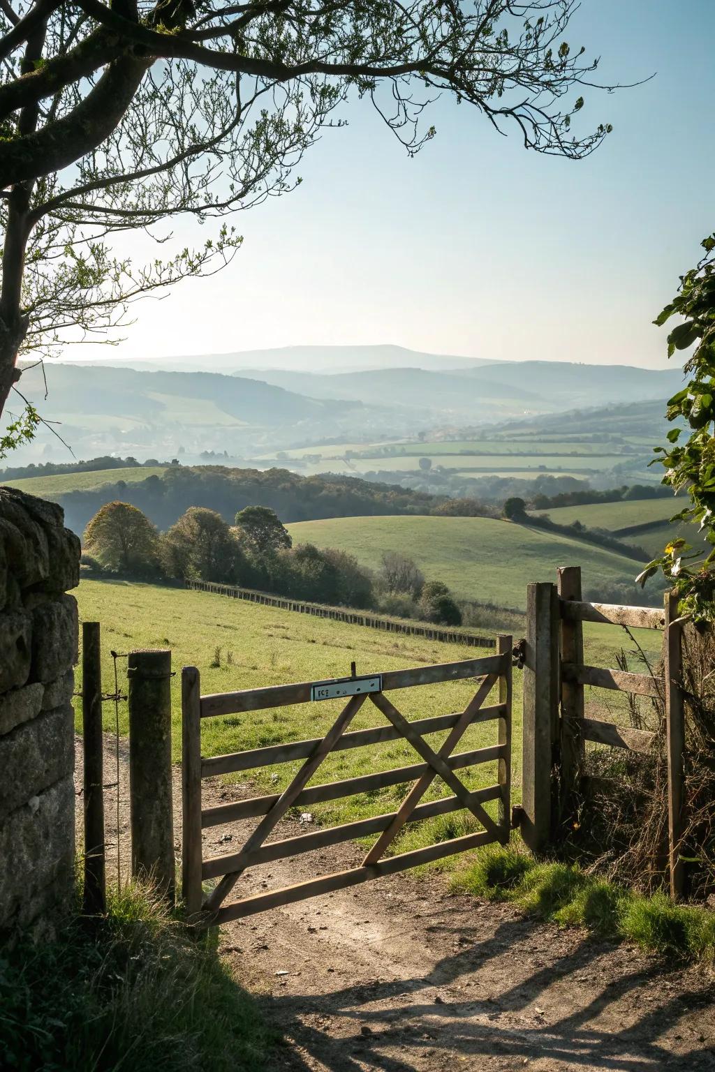 A peek-through gate that frames the landscape beautifully.