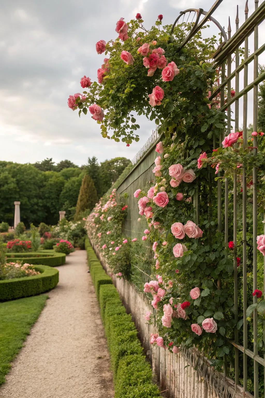 Trellis fences add a romantic touch to gardens.