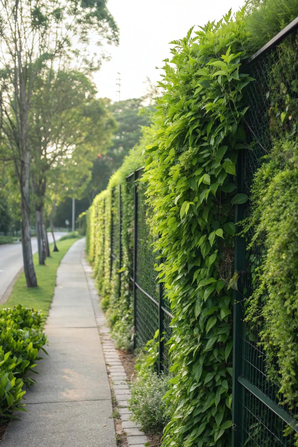 Vertical gardens add vibrant greenery to any fence entryway.