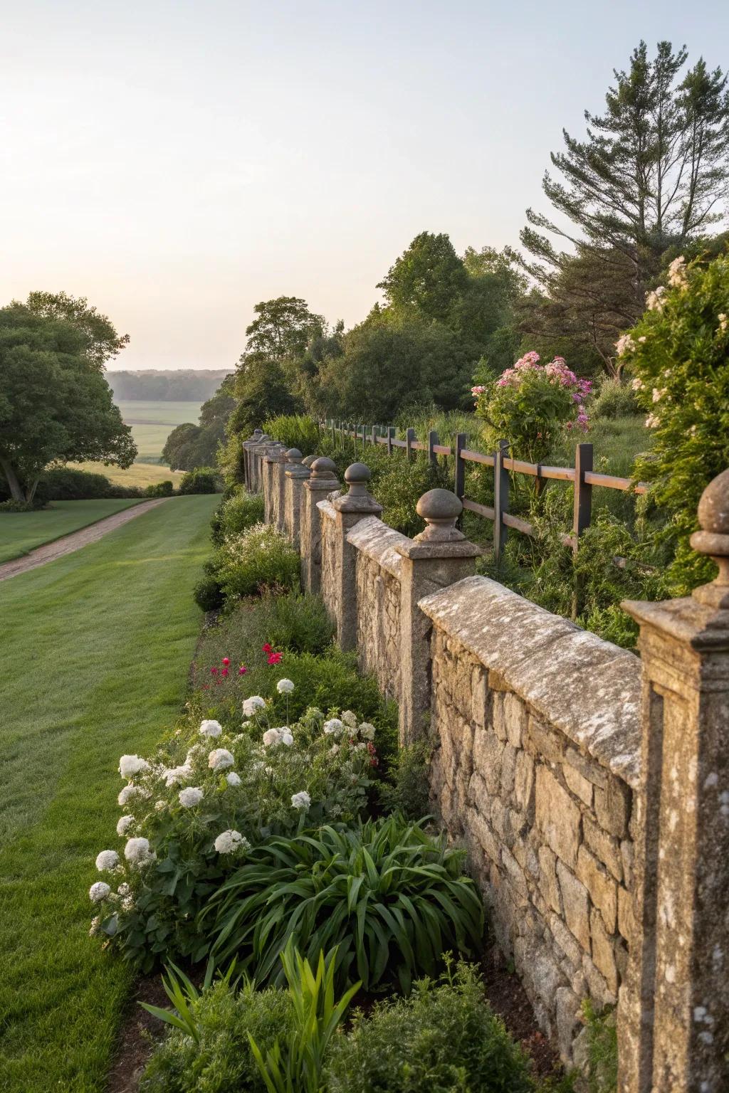 Stone walls add natural elegance and durability.