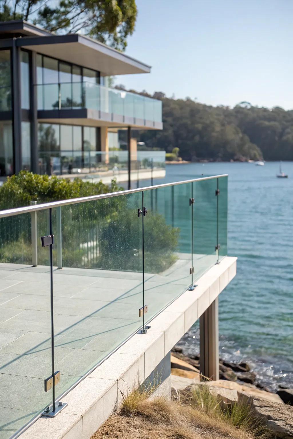 Enjoy breathtaking views with elegant glass panel fencing.