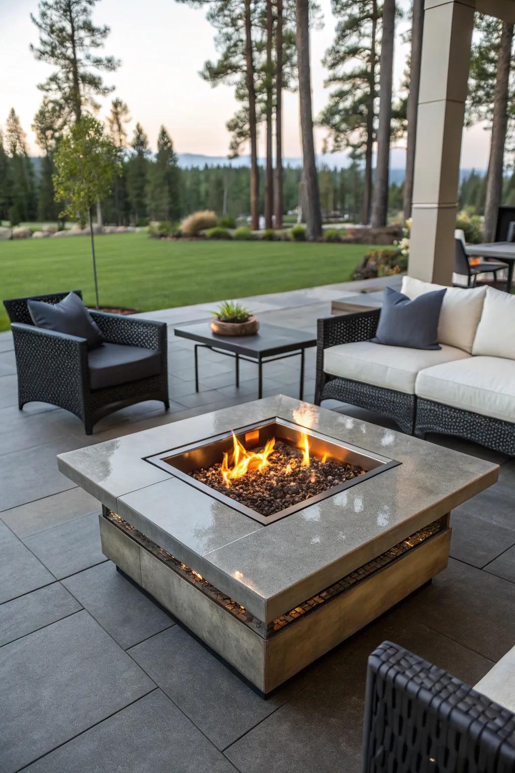 This convertible fire pit offers dual functionality, perfect for stylish versatility.