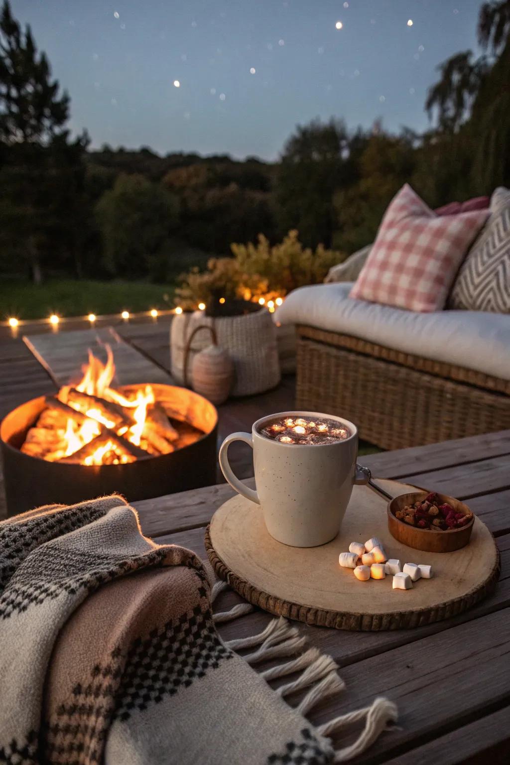 A delightful hot chocolate bar to warm up guests.