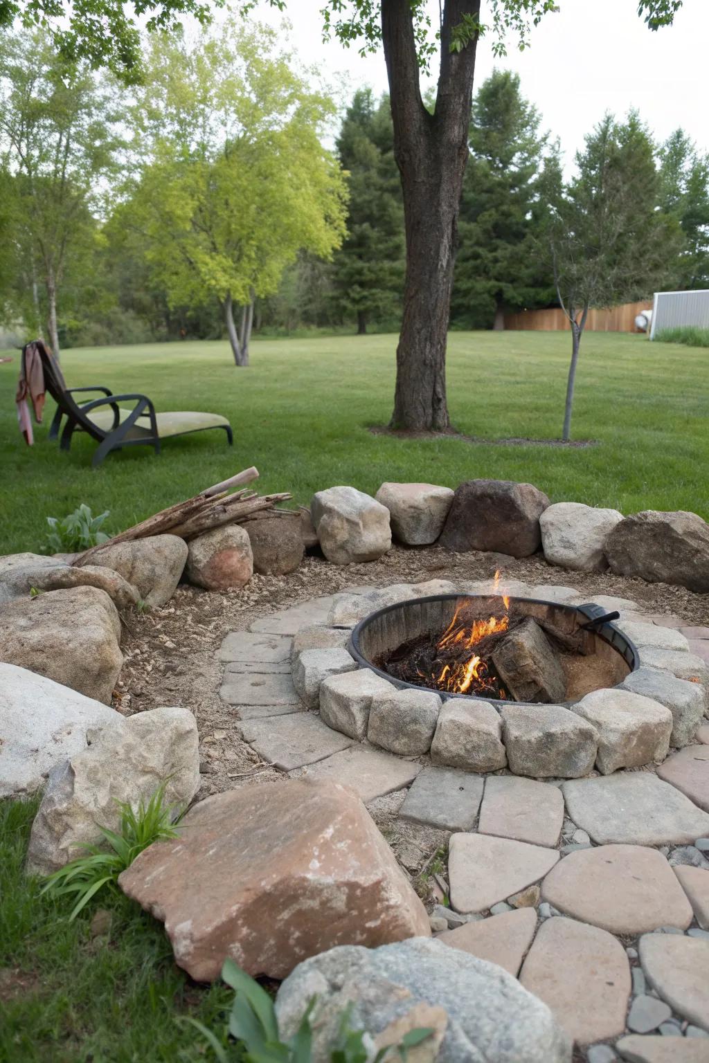 A rock border provides a natural and cohesive look.