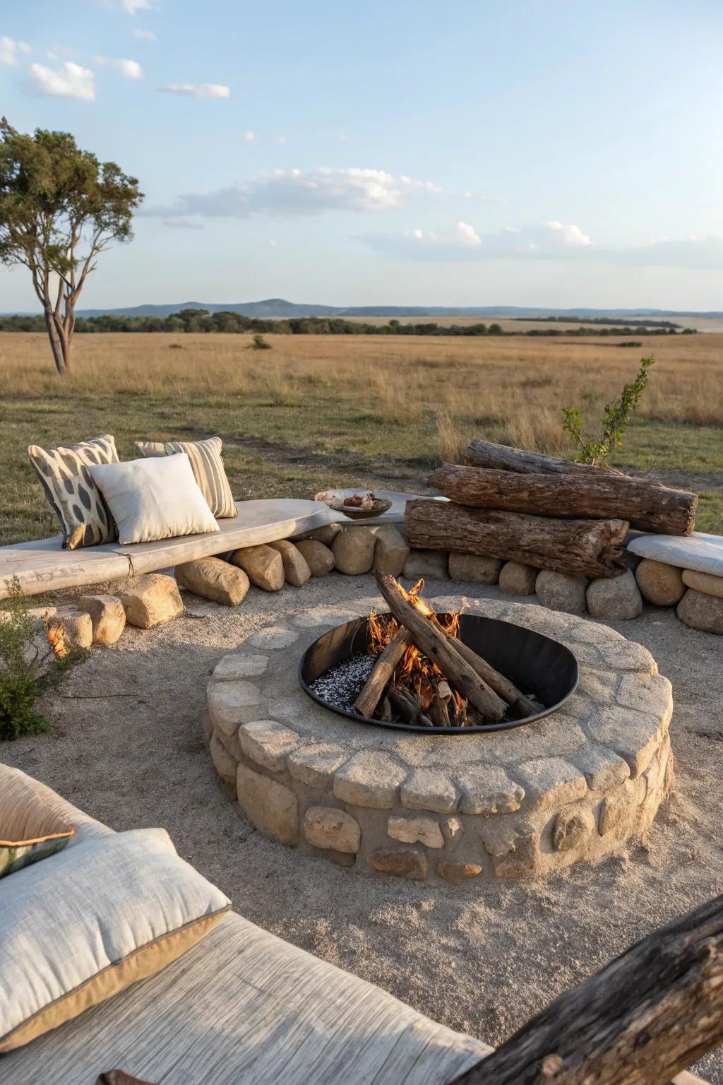 A DIY fire pit becomes a warm and inviting gathering spot.