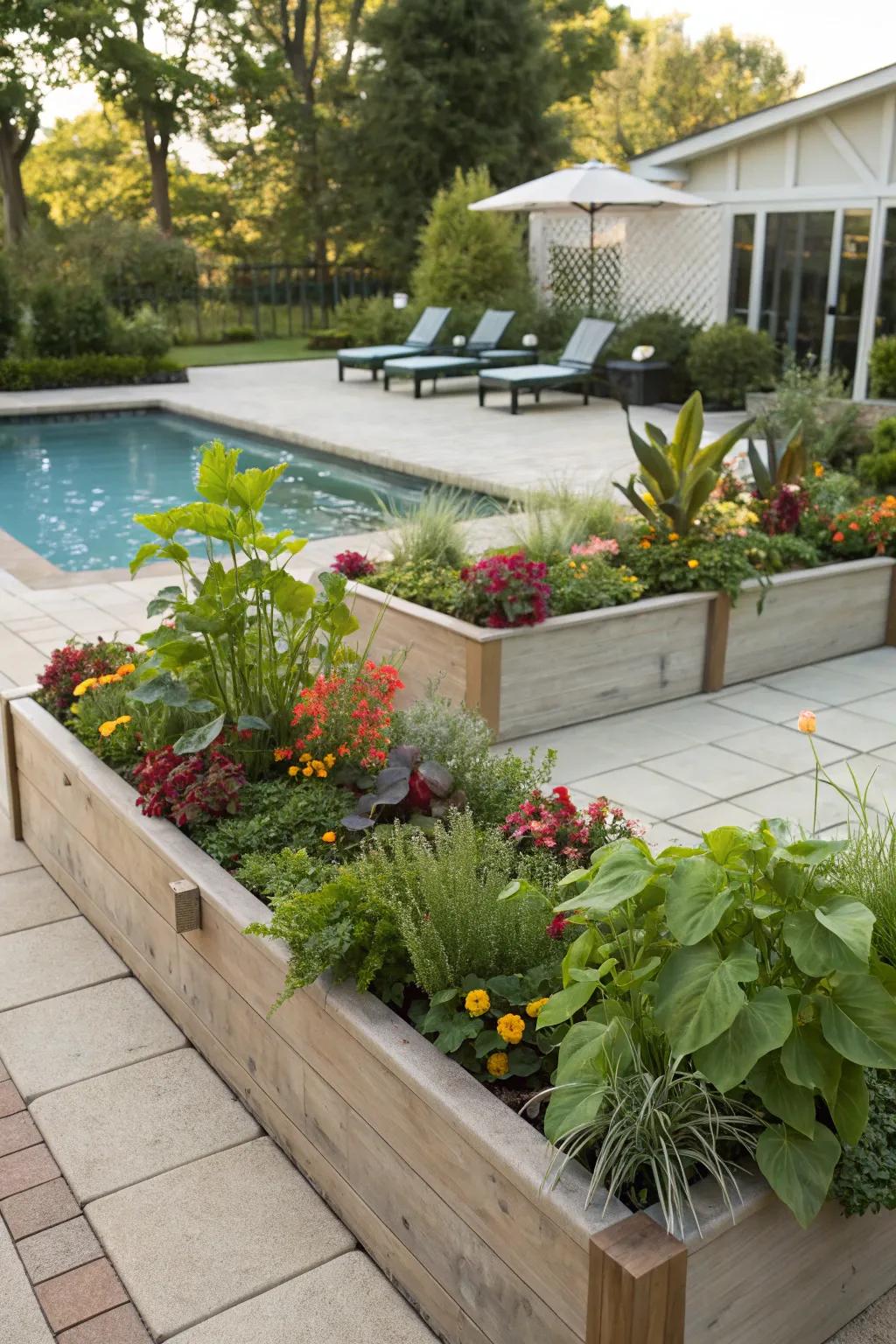 Raised beds offer a neat and organized planting solution.