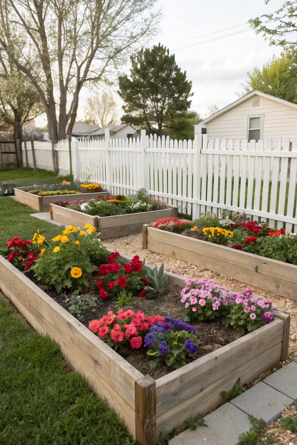 Raised beds add depth to your garden design.