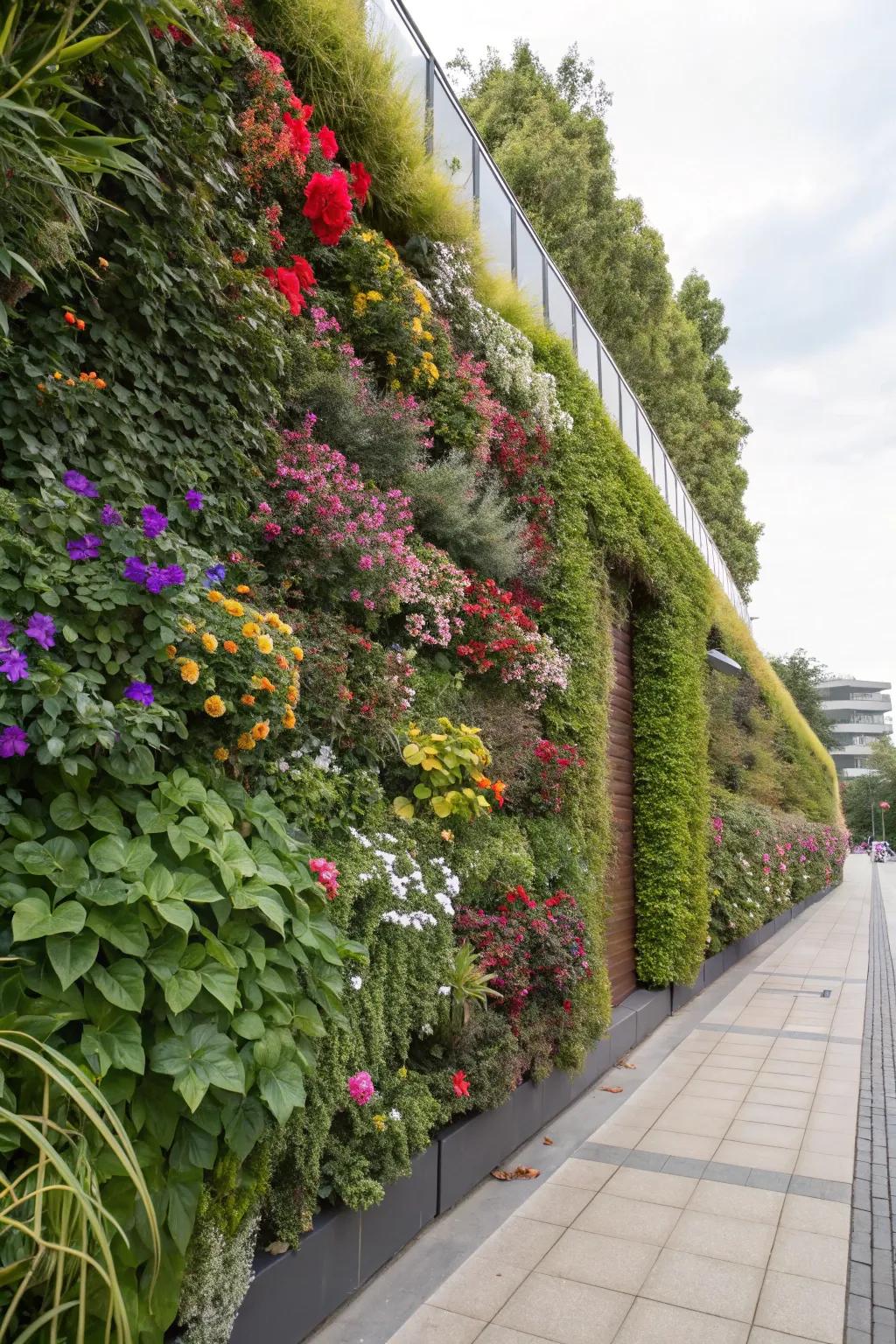 Living walls add vibrant vertical life to garden spaces.