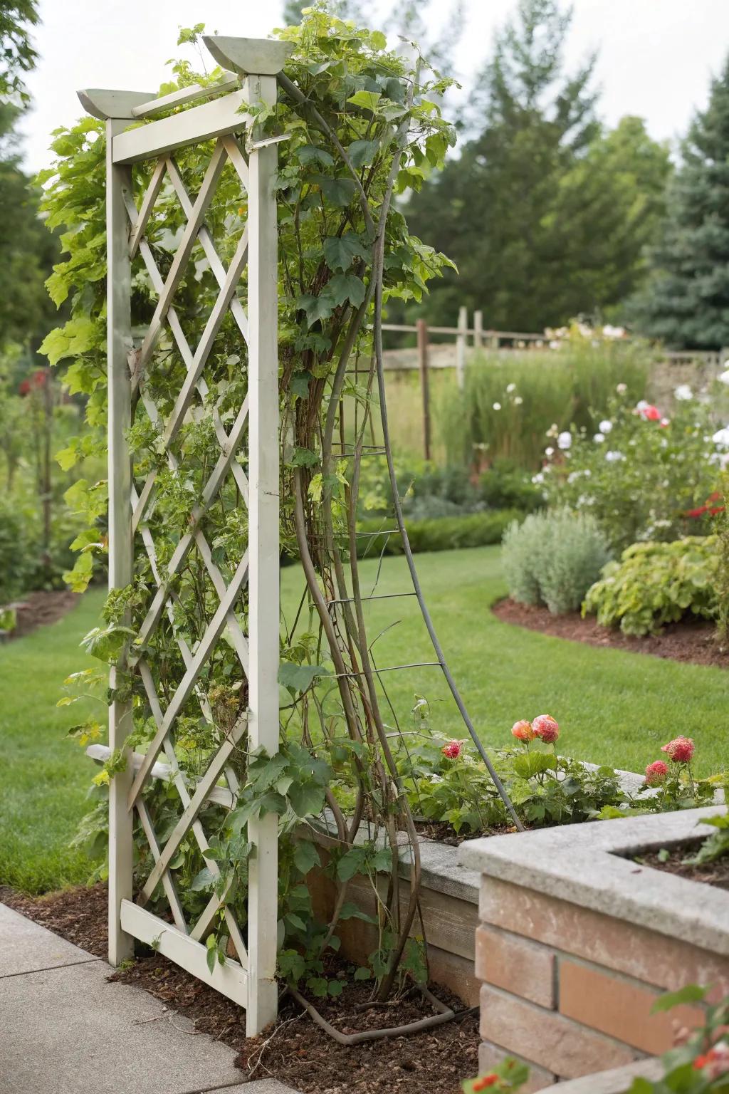 Extendable trellises adapt to your garden's needs.
