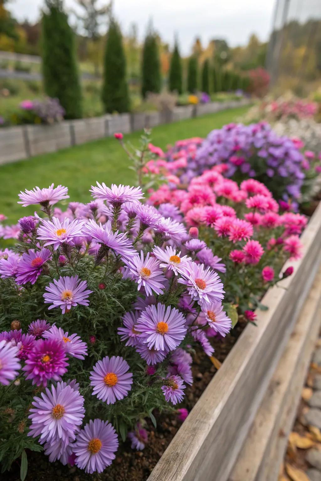 Asters offer a pop of color in fall.