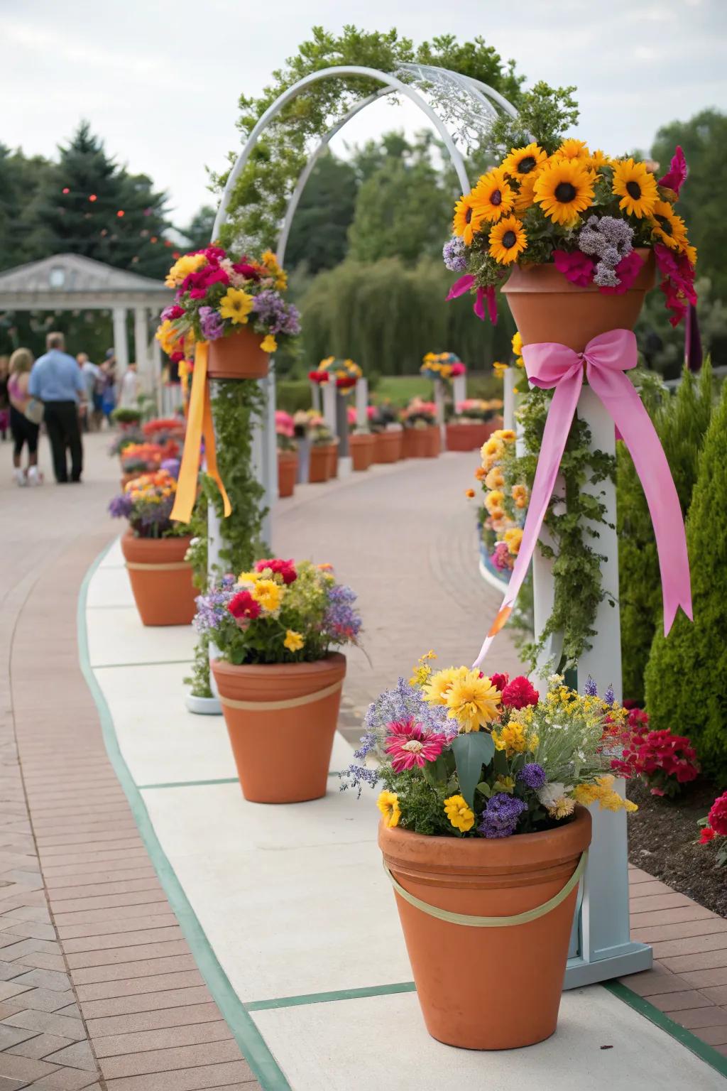 Festive welcome with themed flower pots