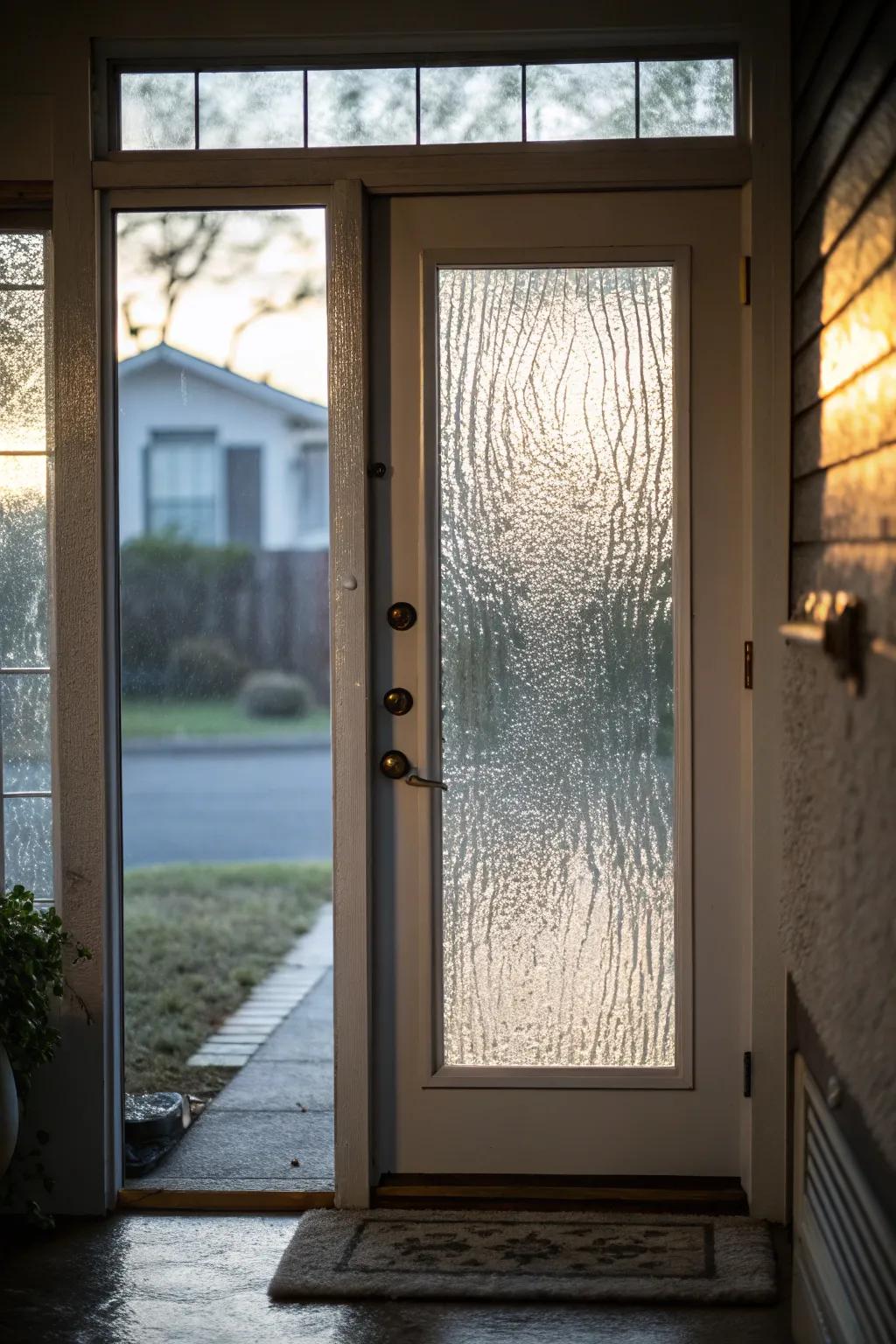 Translucent textures play with light for a dynamic entryway.