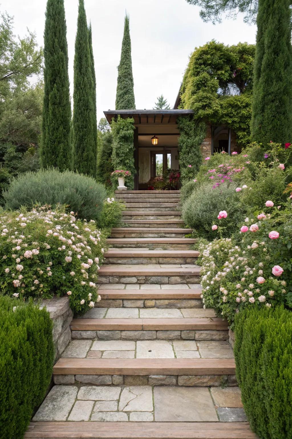 Create grandeur with a raised walkway and steps.