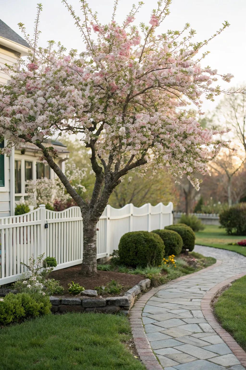 Fruit trees offer beauty and seasonal bounty.