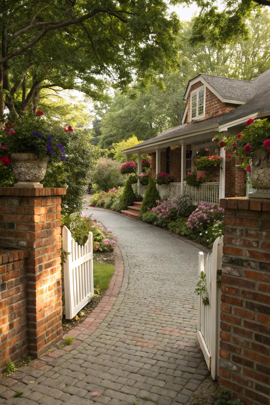 Brick walls frame driveways beautifully.