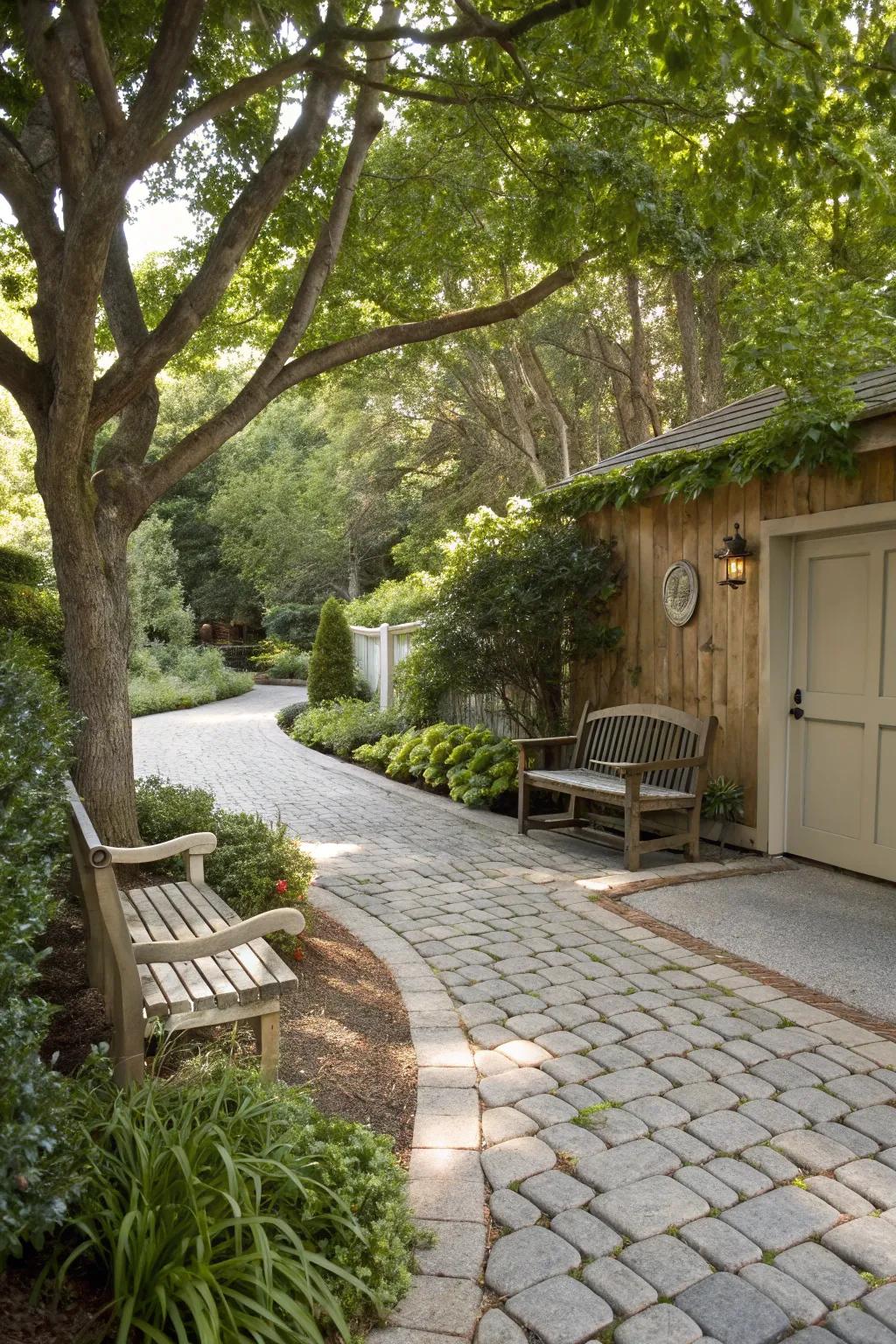 Seating areas provide a welcoming spot to relax and enjoy your driveway.
