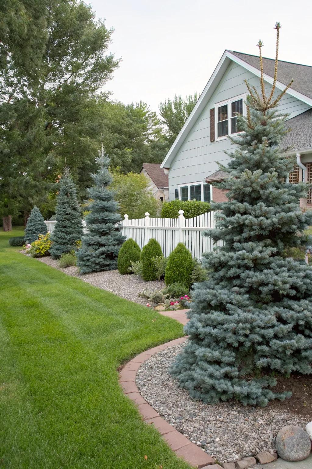 Dwarf blue spruce makes effective and beautiful privacy screens.