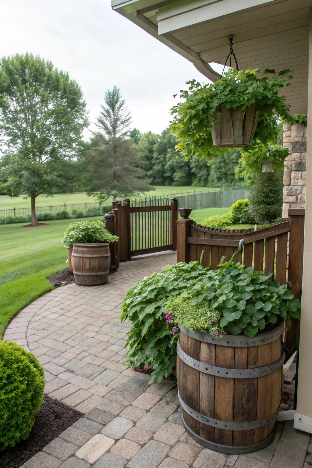 Wooden elements add rustic charm and warmth.