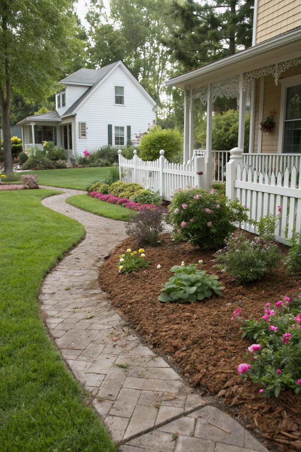 Bark mulch provides a natural and tidy appearance.