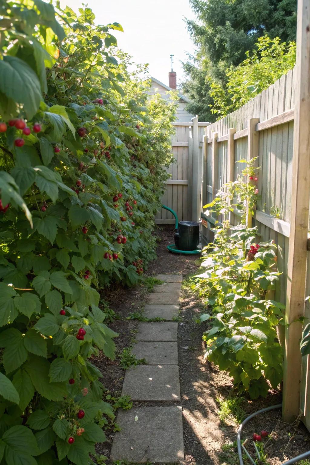 A raspberry maze adds a playful element to any garden.