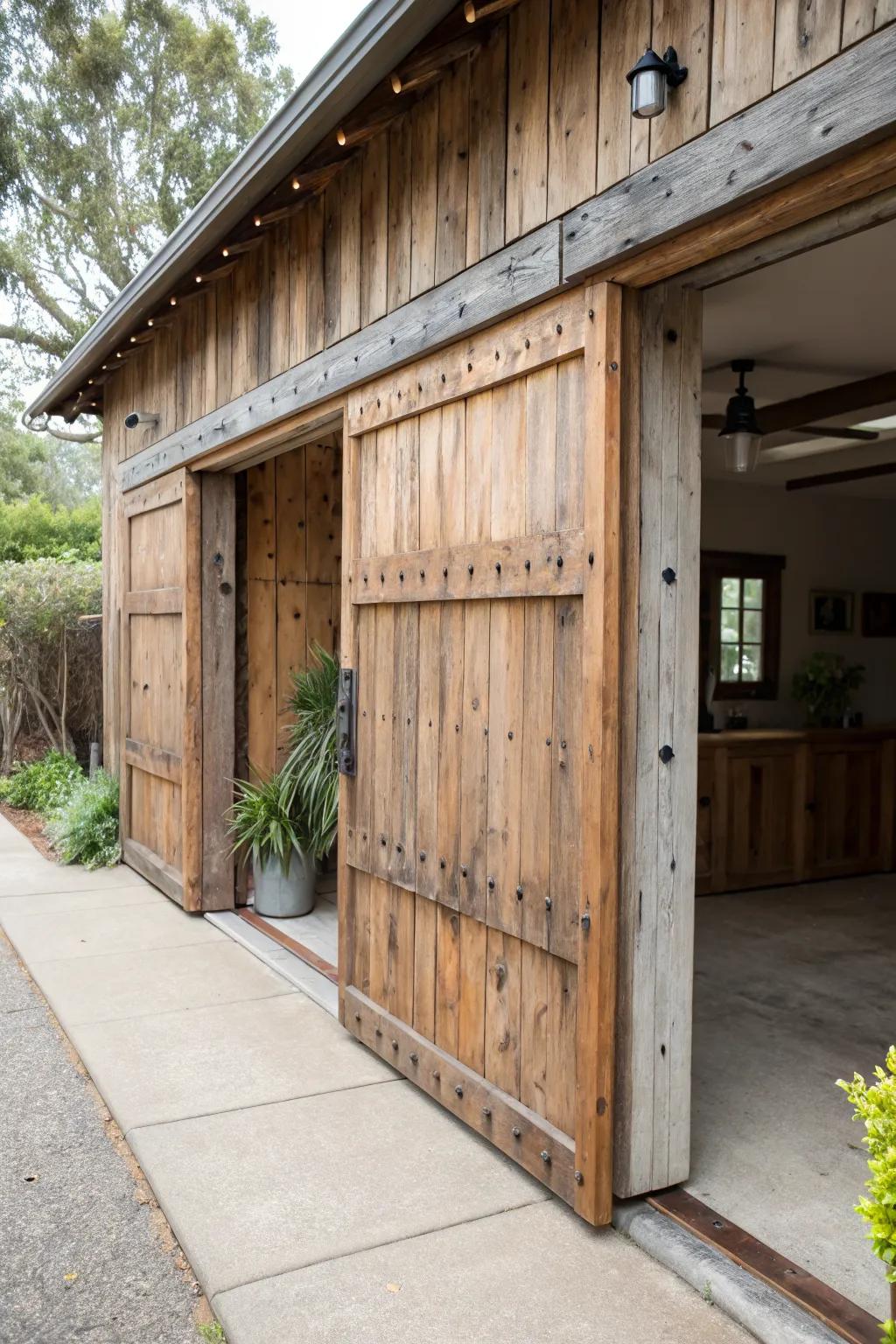 A reclaimed wood facade adds rustic charm and character.